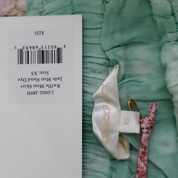 Loveshackfancy ruffle mini skirt JADE MIST HAND DYE green XS - Picture 7 of 10